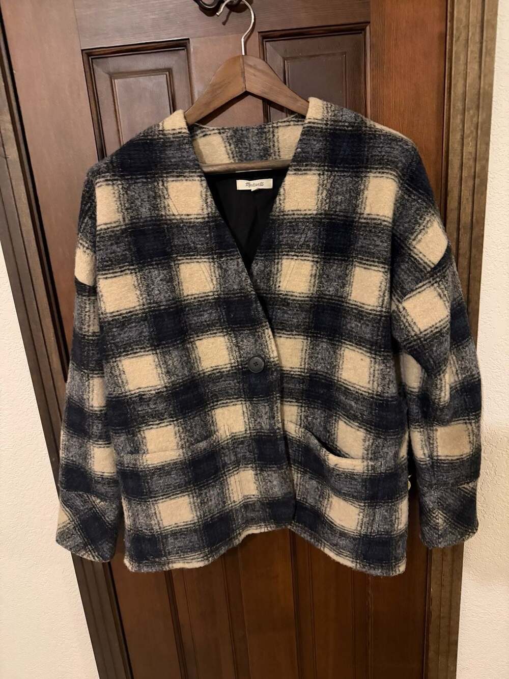 Madewell Buffalo Check V-Neck Cardigan Jacket Size S